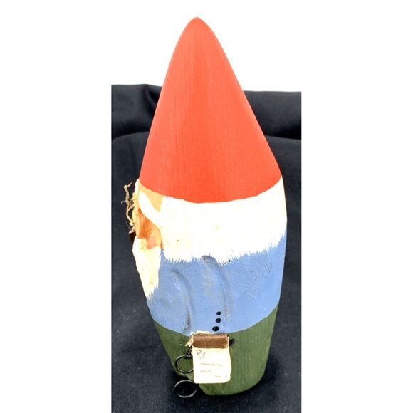 Santa Gnome with Basket Figure Folk Art Wood Pharmacist Pharmacy Tech 6.5" - Picture 5 of 8